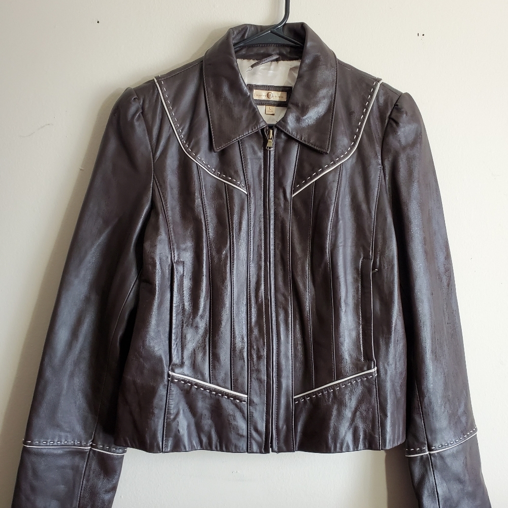 Wilson's Womens Chocolate Brown Leather Jacket L